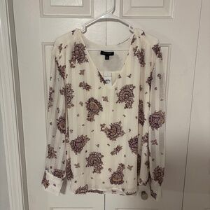 Ann Taylor Paisley Long Sleeve Blouse Size XXL NWT